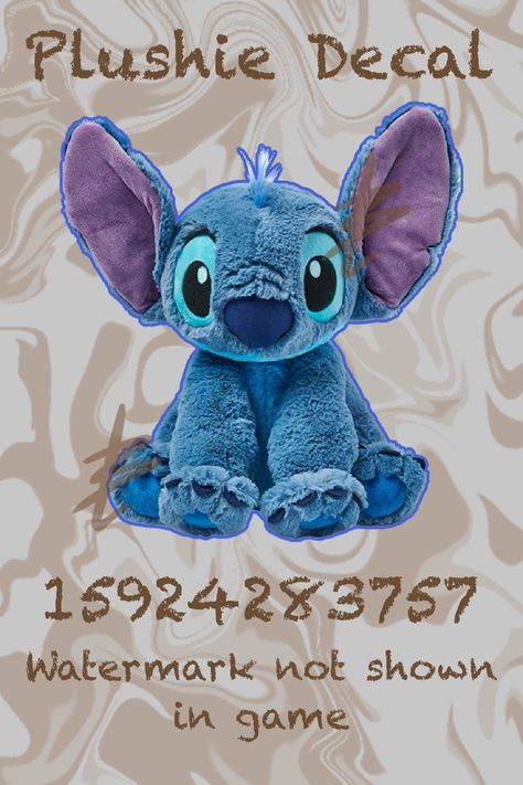 Bloxburg Plushie Decal! Let me know if the code does not work properly. Stitch Decals Bloxburg, Bloxburg Plushie Decals, Bloxburg Squishmallow Decal Codes, Pillow Decals Bloxburg, Bloxburg Pillow Decals, Light Blue Color Code, Beauty Decals, Bloxburg Beach House, Roblox Hacks