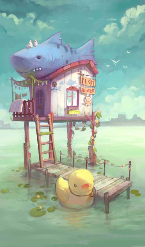 See the way Desmond Man created a Cartoonish Seaside Scene in UE4 based on this concept. Concept Art Landscape, Drawing Prompts, 수채화 그림, Art Disney, Arte Fantasy, 2d Art, 판타지 아트, Environment Concept Art, Drawing Tutorials