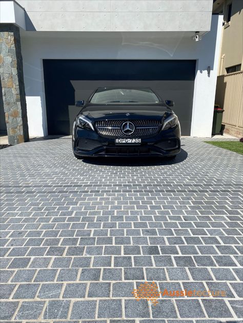 Aussietecture now has a unique range of cobblestone. #Cobblestone #cobbles #driveway paving #cobblestone paver Black Cobblestone Driveway, Drive Ways Ideas, Cobble Paving, Granite Driveway, Granite Cobblestone, Garden Flooring, Pavers Driveway, Paving Garden, Cobblestone Paving