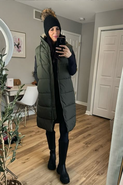 The BEST long puffer vest is back in stock but sells pit on August every year! Size down and wearing an x-small #LTKFallSale

#LTKFindsUnder50#LTKU
https://liketk.it/4OFhP Long Black Puffer Vest Outfit, Long Vest Outfit Winter, Puff Vest Outfits For Women, Long Puffer Vest Outfit, Black Puffer Vest Outfit, Long Vest Outfit, Boots Outfit For Women, Long Puffer Vest, Puffer Vest Outfit