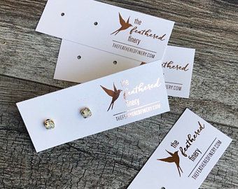 Personalized Earring Cards | Etsy Earring Holder Display, Portrait Jewelry, Gold Foil Logo, Custom Wine Labels, Jewelry Display Cards, Packaging Ideas Business, Craft Shows, Stud Style, Handmade Tags