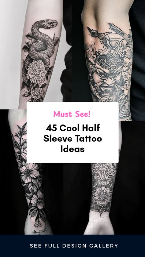 Explore 45 unique half sleeve tattoo ideas featuring various artistic styles related to body ink for men. The pin includes 4 images showcasing tattoo designs that combine bold art and personal meaning. Half Sleeve Tattoo Ideas, Sleeve Tattoo Ideas, Serene Nature, Half Sleeve Tattoos, Tattoo Ideas For Men, Half Sleeve Tattoo, Sleeve Tattoo, Intricate Designs, Half Sleeve