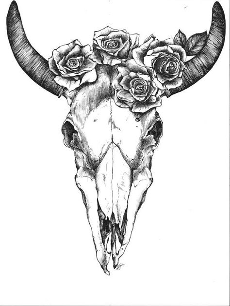 would be sweet Hipster Girl Drawing, Cow Skull Tattoos, Bull Skull Tattoos, Hipster Drawings, Petit Tattoo, Taurus Tattoos, Tattoo Zeichnungen, Geniale Tattoos, Full Sleeve Tattoos