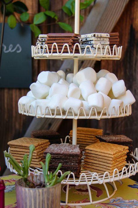 Backyard Bbq Wedding, Smores Bar, Bonfire Party, Summer Party Themes, Reception Food, Bbq Wedding, Wedding Reception Food, S'mores Bar, Camping Party