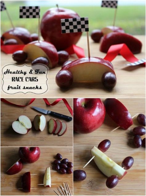 Racing Party Snacks, Race Car Party Food, Hot Wheels Themed Birthday Party, Art Tricks, Hotwheels Birthday Party, Car Food, Fruit And Veggies, Hot Wheels Birthday, Anniversaire Diy