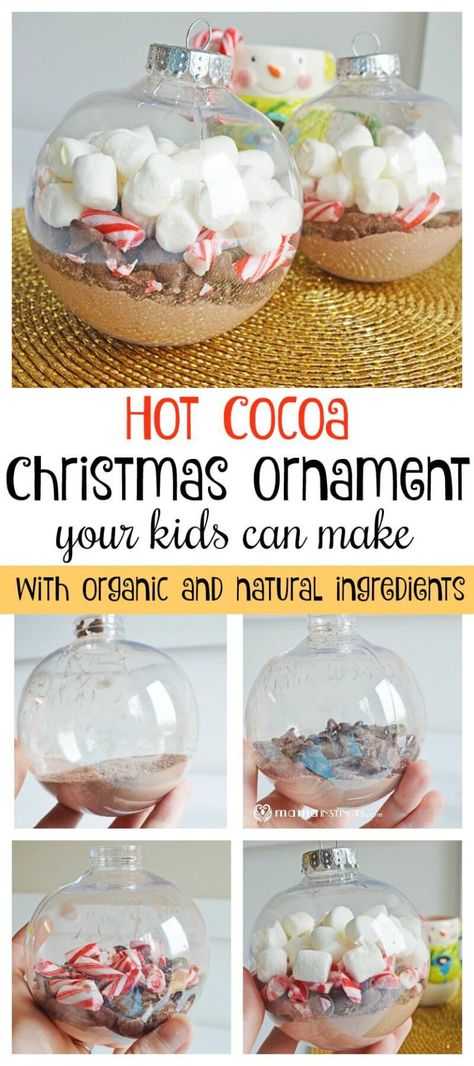 Make this simple yet adorable homemade Hot Cocoa Christmas Ornament with your kids. It helps develop their fine motor skills and encourages giving to others. #Christmas #ChristmasCraft #ChristmasOrnament Cocoa Gift Ideas, Hot Cocoa Gift Ideas, Hot Cocoa Ornaments, Ornaments Diy Kids, Chocolate Ornament, Cocoa Party, Christmas Cocoa, Christmas Hot Cocoa, Hot Cocoa Christmas