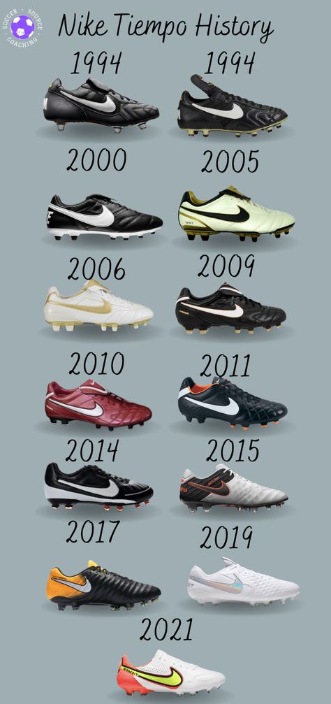 This is the history of the iconic Nike Tiempo soccer cleat and how it has evolved over the years Football Cleats Aesthetic, Football Boots Aesthetic, Nike Football Shoes, Brazil Life, Best Soccer Cleats, Old Nikes, Best Soccer Shoes, Kids Soccer Shoes, Nike Soccer Cleats