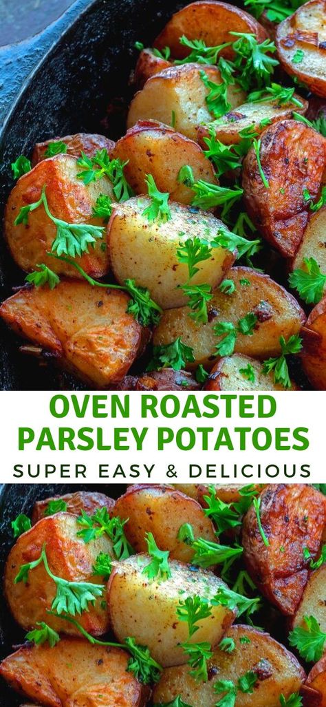 Parsley Recipes, Potatoes Roasted, Canned Potatoes, Parsley Potatoes, Potato Recipes Side Dishes, Easy Veggie, Herb Recipes, Second Breakfast, Vegan Meals