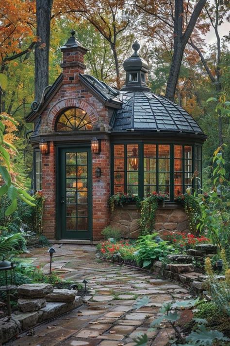 Cosy Greenhouse, Backyard Greenhouse, Dream Cottage, Garden Sheds, Fantasy House, Potting Shed, Dream House Exterior, Beautiful Architecture, Dream House Decor