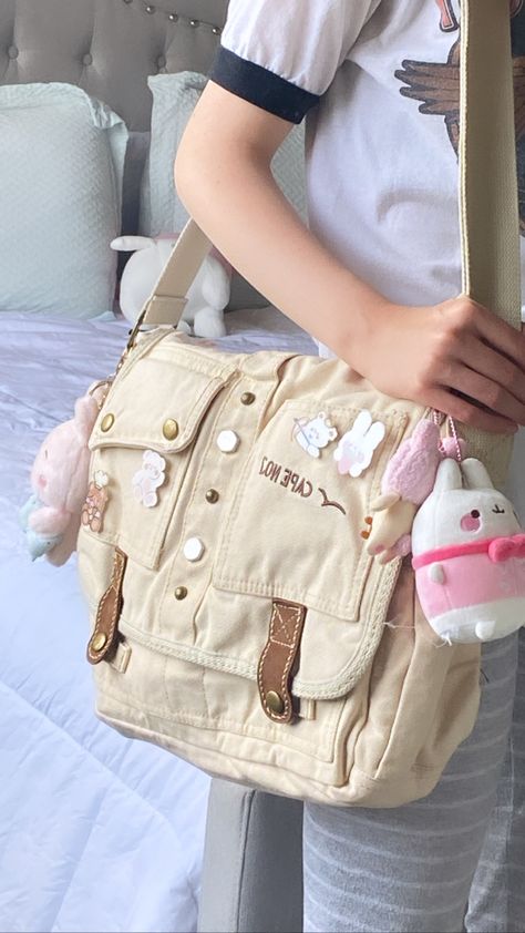 Kawaii Student Shoulder Bag, Kawaii Shoulder Bag For Back To School, Kawaii Shoulder Bag For Back To School Travel, Kawaii Large Capacity Shoulder Bag, Messenger Bag Aesthetic, Kawaii Large Capacity Crossbody Bag, Toca Boca Hair Salon, Stationary Bag, Kawaii Bag