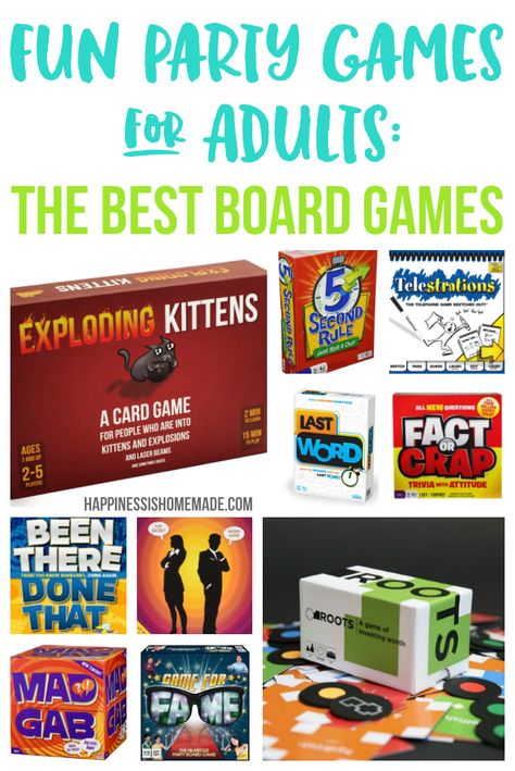 Fun Party Games for Adults: These 20+ board games are the most fun party games for adults! Grown-ups will actually WANT to play these fun and hysterical adult board games! Fun Party Games For Adults, Party Games Diy, Party Board Games, Board Games For Adults, Homemade Board Games, Party Games For Adults, Adult Game Night, Best Board Games, Board Game Party