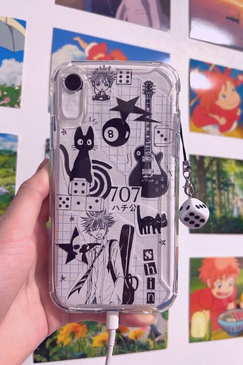 iPhone XR Case Clear Phone Case Aesthetic, Diy Y2k, Homemade Phone Cases, Journal Pics, Clear Phone Case Design, Customization Ideas, Traditional Tattoo Designs, Cute Iphone Cases, Diy Phone Case Design