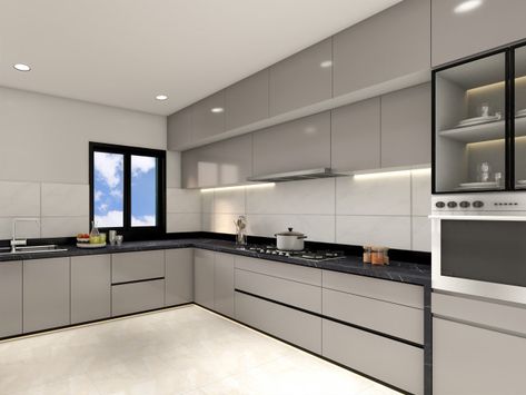 Kitchen - Indian - Kitchen - by L Square Interiors Concept | Houzz L Shape Kitchen Design, Latest Modular Kitchen Design, L Shaped Modular Kitchen, Kitchen Cabinetry Design, Серая Кухня, Latest Kitchen Designs, Shaped Kitchen, Kitchens Design, Kitchen Modular