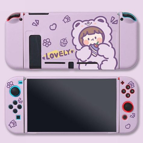 Nintendo Switch Template, Cute Ipod Cases, Purple Bear, Capas Samsung, Switch Case, Nintendo Switch Case, Kawaii Games, Gamer Room Decor, Video Game Room Design