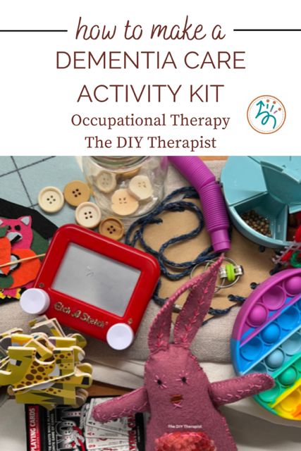 Find out how to create a DIY dementia care activity kit, a great solution to keep your loved one engaged and alleviate restlessness. The occupational therapy how-to tutorial includes 5 additional DIY projects to include in your kit along with a step-by-step guide for how to customize this kit for your loved one.  #DIYDementiaCare #OccupationalTherapy #EngagementActivity Alzheimers Activities Occupational Therapy, Occupational Therapy Crafts For Adults, Montessori Activities For Seniors, Skilled Nursing Facility Activities, Memory Care Unit Decor, Dementiability Activities Crafts, Occupational Therapy Activities Elderly, Occupational Therapy Activities Adults, Dementiability Activities