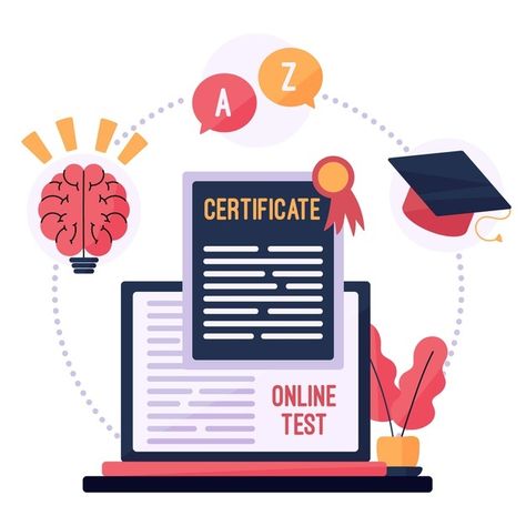 Certificate Illustration, Digital Certificate, Certificates Online, Certificate Courses, Vector Online, Online Tests, Motion Graphics, Web Development, Graphic Resources