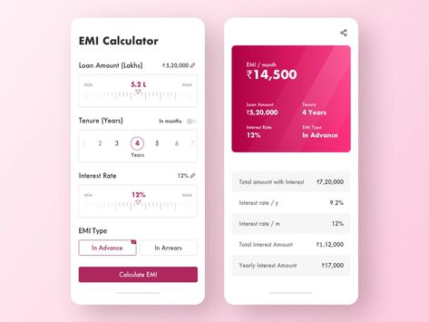 Car Loan EMI Calculator #dailyui by Hemant Bisht on Dribbble Calculator Ui Design, Calculator Design, Usda Loan, Sba Loans, Payday Loans Online, Student Loan Forgiveness, Fha Loans, Car Loan, Loan Calculator