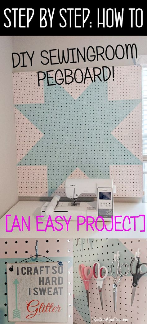 This DIY Pegboard Tutorial has step by step instructions and tips to make your own pegboard for your sewing and crafting tools! This is a super easy project and I had so much fun making it! Sewing Tools Storage, Diy Pegboard, Pegboard Organization, Sewing Spaces, I See Stars, Tools Storage, Sewing Storage, Sewing Room Organization, Crafting Tools