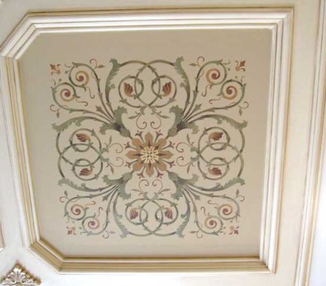 Wall Painting Stencils, Stencils For Walls, Ceiling Painting, Stencil Fabric, Painting Stencils, Stencil Painting On Walls, Ceiling Murals, Ceiling Art, Stencil Furniture