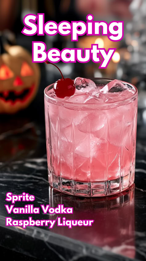 Sleeping Beauty Cocktail Bartender Drinks Recipes, Fun Drink Recipe, Bartender Drinks, Hey Bartender, Cocktail Drinks Alcoholic, Raspberry Liqueur, I Need A Drink, Mix Drinks, Yummy Alcoholic Drinks