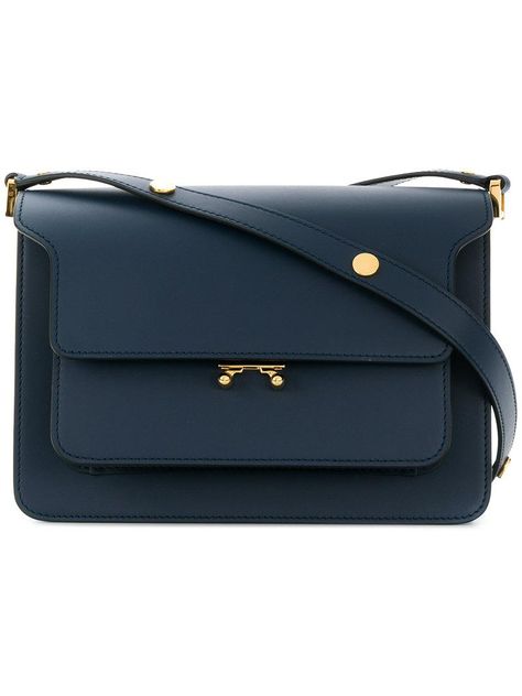 Marni Trunk Bag, Best Designer Bags, Trunk Bag, Shoulder Bags For Women, Designer Shoulder Bags, Navy Leather, Vibrant Colours, Blue Bags, Pocket Pouch