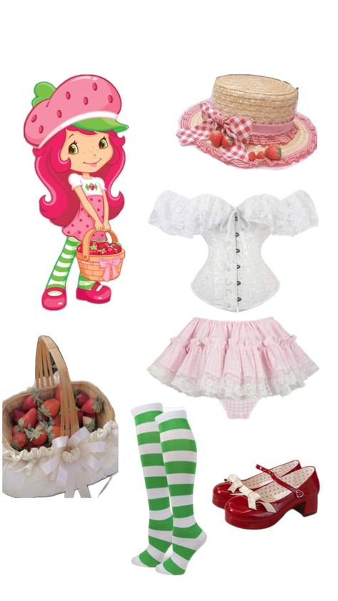 strawberry shortcake halloween costume 🍓🍰 Strawberry Shortcake Halloween, Strawberry Shortcake Halloween Costume, Strawberry Shortcake Outfits, Strawberry Shortcake Costume, Strawberry Costume, Friend Costumes, Halloween Social, Teen Halloween, Matching Halloween Costumes