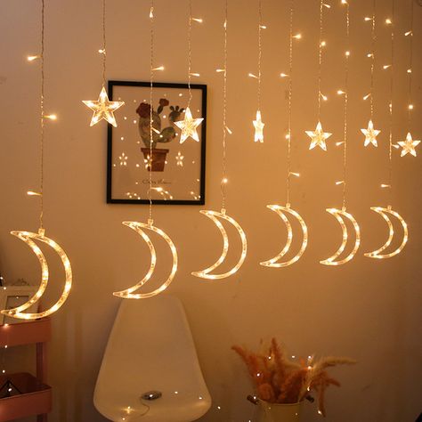 Eid Balloons, Decoraciones Ramadan, Led Star Lights, Outdoor Fairy Lights, Led Curtain, Curtain String Lights, Ramadan Decoration, Islamic Decor, Curtain Lights