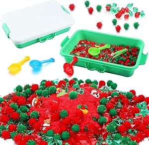 Amazon.com: WinnerWhy Christmas Sensory Bin with Lid, 317 Pcs Christmas Sensory Sand Kit with Christmas Toys Preschool Learning Activities Tools Box Outdoor Sandbox Toys Christmas Gift for Girls and Boy : Toys & Games Cotton Ball Sensory Bin, Kidsmas Party, Christmas Sensory Bin, Christmas Tree Farm Mini Session, Sandbox Toys, Tree Farm Mini Session, Winter Sensory Bin, Magnetic Sand, Christmas Sensory