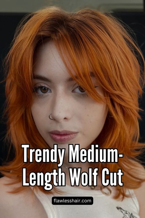 Layered Medium Length Wolf Cut Wolf Cut Medium Hair Straight, Wolf Cut Mid Length, Medium Length Wolf Cut, Medium Wolf Cut, Wolf Cuts, Medium Length Layers, Medium Layered Hair, Medium Layered, Medium Length Hair With Layers