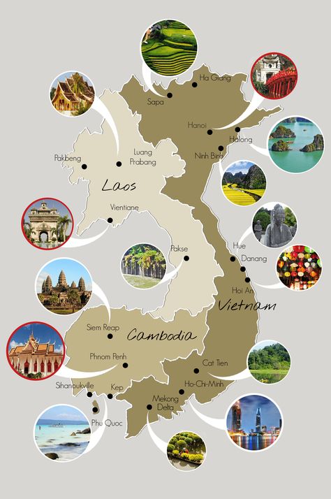 Useful Map of Vietnam, Cambodia, Laos - Nam Viet Voyage #travel #Indochina #leisure #discover #trip #traveltip Vietnam Map, Laos Vietnam, Vietnam Itinerary, Laos Travel, Vietnam Backpacking, Mekong River, Vietnam Voyage, Vietnam Travel Guide, Visit Vietnam