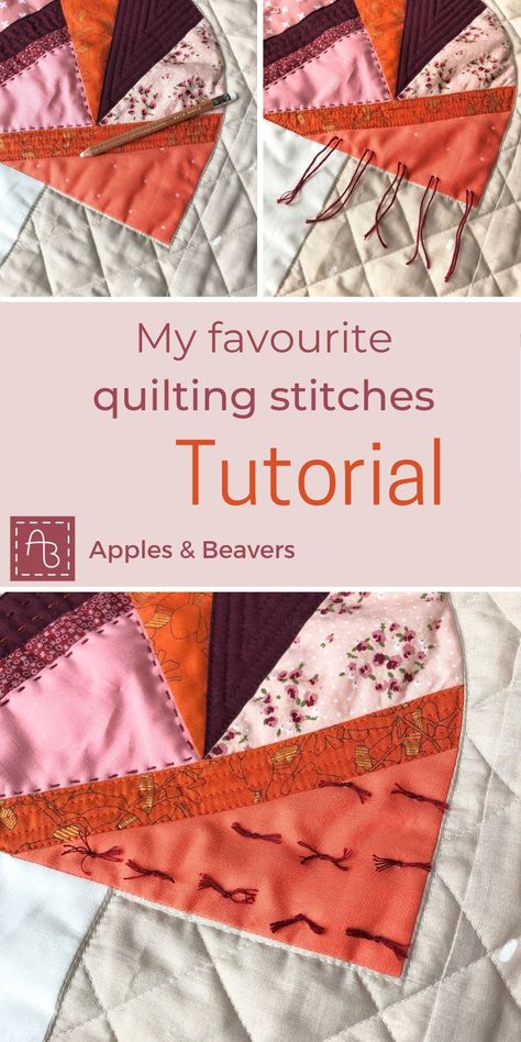 Curious to learn a few new machine and hand quilting stitches? This tutorial will show you how to add some fun details to your next quilting project! #handquilting #quiltingtutorial #wallhanging #miniquilt Hand Quilting Stitches, Hand Quilting Technique, Quilting Stitches, Vintage Quilts Patterns, Improv Quilting, Start Quilting, Modern Quilting, Quilting Inspiration, Brave Enough