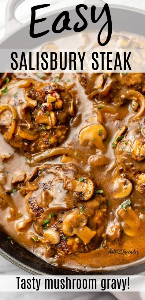 Easy Salisbury Steak Recipe, Best Salisbury Steak, Best Salisbury Steak Recipe, Ground Beef Patties, Homemade Salisbury Steak, Easy Salisbury Steak, Salisbury Steak Recipe, Salisbury Steak Recipes, Delicious Smoothie Recipes