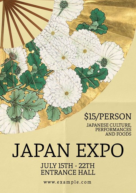 Expo Poster, Painting Japanese, Fan Poster, Awesome Designs, Paper Fans, Aesthetic Things, Event Poster, Template Ideas, Japanese Culture