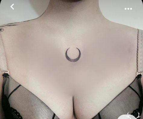 Small Chest Tattoos Female, Moon Chest Tattoo, Luna Tattoo, Small Chest Tattoos, Crescent Moon Tattoo, Sternum Tattoo, Tattoo Cover-up, Dream Tattoos, Elegant Tattoos