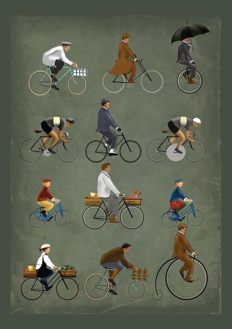 P Is For Peloton: The A-Z Of Cycling.>>>Thanks to X?X for sharing this pin. MAKETRAX.net - Bicycle ART People Riding Bikes, Bicycle Illustration, Riding Bikes, Cycling Posters, Velo Vintage, Bike Illustration, Bike Poster, I Want To Ride My Bicycle, Bicycle Art