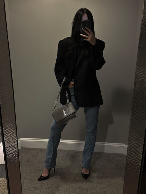 Grey Ysl Bag Outfit, Black Louboutin Heels Outfit, Outfits With Louboutin Heels, Ysl Sunset Bag Outfit, Brown Pumps Outfit, Ysl Heels Outfit, Louboutin Pumps Outfit, Christian Louboutin Aesthetic, Louboutin Heels Outfit