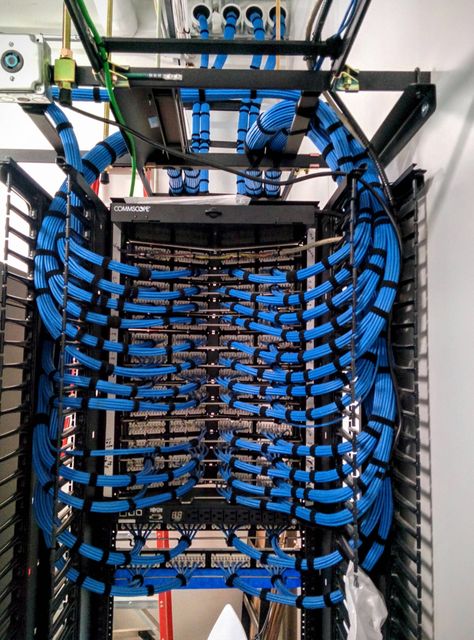 That's one hell of a network install. They did a great job terminating these patch panels. Network Organization, Data Center Design, Structured Cabling, Networking Cables, Server Rack, Cable Management System, Internet Radio Station, Network Cable, Web Hosting Services