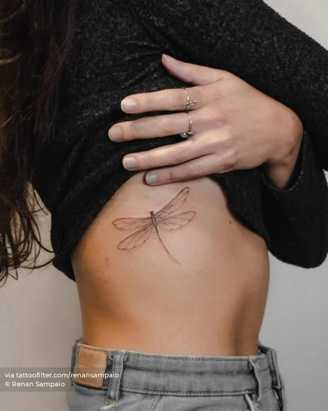 Aesthetic Tattoo Ideas, Small Dragonfly Tattoo, Rib Tattoos For Women, Flying Tattoo, Dragonfly Tattoo Design, 20 Aesthetic, Boho Tattoos, Petite Tattoos, Up Tattoo