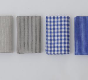 fog linen #japanese #foglinen #shops Blue Linen Napkins, Fog Linen Work, Fog Linen, Space Decor, Interior Spaces, Fabric