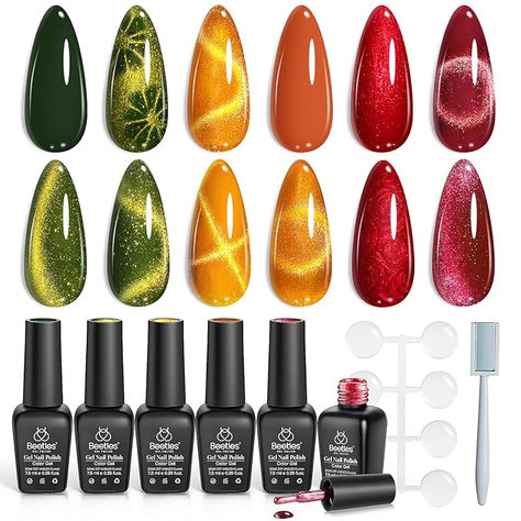 Fall Nails, Halloween Nail Green Cat Eye, Diy Salon, Green Cat, Eye Nails, Christmas Gel Nails, Winter Gifts, Nail Polish Set, Cat Eye Gel, Gel Nail Polish Set