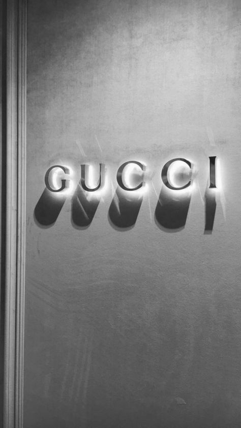 Gucci Sign, Picture Wall Ideas, White Photo Wall, Backlit Signs, Black And White Photo Wall, Bedroom Wall Collage, Black And White Picture Wall, Cover Art Design, Gray Aesthetic