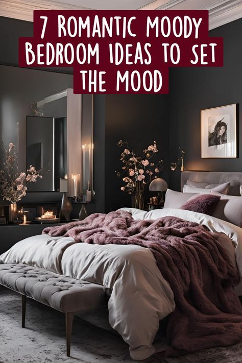 Room Decor Bedroom For Couples, Black Romantic Bedroom Ideas, Master Bedrooms Mauve, Black Velvet Comforter, Seductive Room Decor, Sapphic Bedroom Aesthetic, Made Up Bed Aesthetic, 30 Year Old Woman Bedroom Ideas, Short Bedroom Ideas