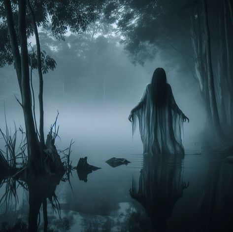 Ghosts Aesthetic Dark, Female Ghost Art, Ethereal Horror, Swamp Goth, Haunting Photography, Swamp Witch, Fantasy Witch, Flower Graphic Design, Studio Photography Poses