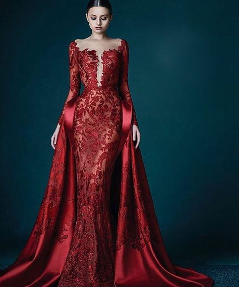 “#Repost of this absolutely #Incredible #MireilleDagher evening gown! I love the drama, color and overall #amazing design of this gown! #stunning! #Lebanon…” Red Embroidered Dress, Gown Red, Red Wedding Dresses, Fantasy Gowns, Couture Gowns, Gorgeous Gowns, Party Gowns, Beautiful Gowns, Couture Dresses