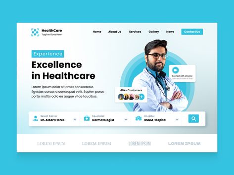 Landing page banner website medical hospital by Syaifullah Hospital Banner Design, Medical Banner Design, Hospital Banner, Website Typography, Hospital Website, Banner Website, Modern Hospital, Medical Hospital, Wedding Backdrop Design