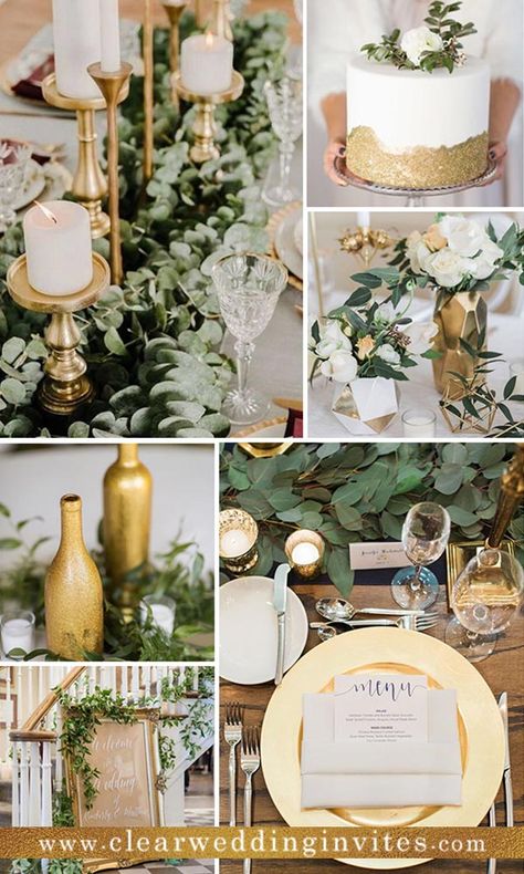 Wedding Color Schemes Gold, Summer Wedding Color Schemes, Wedding Color Schemes Summer, Green Gold Weddings, Wedding Theme Color Schemes, Wedding Color Pallet, Gold Wedding Colors, Green Wedding Colors, Wedding Color Scheme