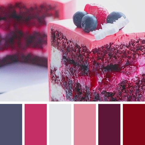 Cake Pallete, Cream Cheese Whipped Cream, Berries And Cream, Cream Palette, Cherry Filling, Food Inspired, Raspberry Cheesecake, Colorful Cakes, Digital Planning