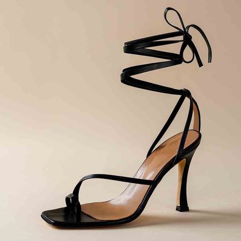 Square Toe Stiletto Heel Strap Black Sandals for Women US 11.5 / EU 41.5-black Fashion Designer Outfits, Tribe Fashion, Fashion Designer Dress, Straps Heels, Black Strap Heels, Square Heels, Fashionable Earrings, Black Stiletto Heels, Strappy Shoes