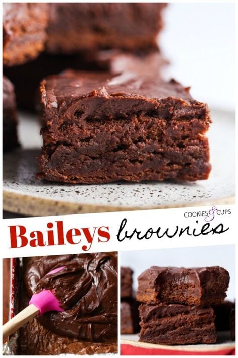 Baileys Brownies, Bailey Brownies, Baileys Dessert, Baileys Irish Cream Recipes, Easy Brownie Recipe, Easy Brownies, Irish Cream Recipe, Baileys Recipes, Brownies From Scratch