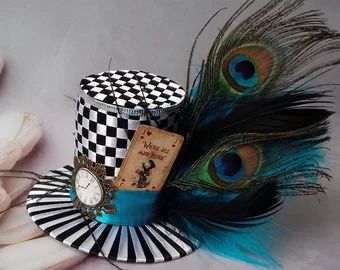 Alice In Wonderland Blue, Top Hat Headband, Alice In Wonderland Hat, Mad Hatter Top Hat, The Hatter, Christmas Headband Baby, Mad Hatter Costume, Mad Hat, Mad Hatter Hat